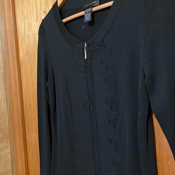 •CABLE & GAUGE•BLACK RIBBON TRIM FULL ZIP 3/4 SLEEVE KNIT CARDIGAN SIZE SMALL - Picture 5 of 6